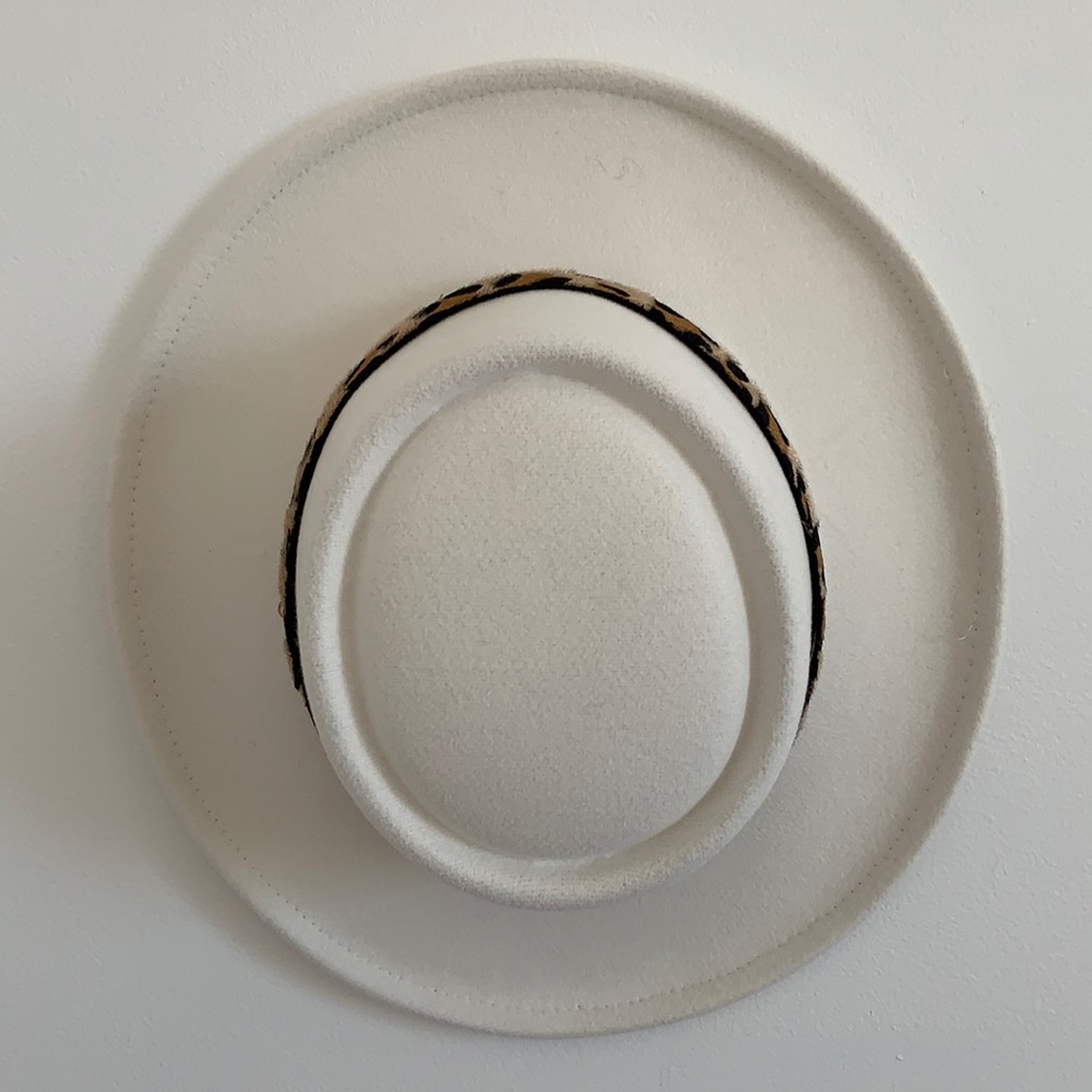 White Leopard Print Boater Hat